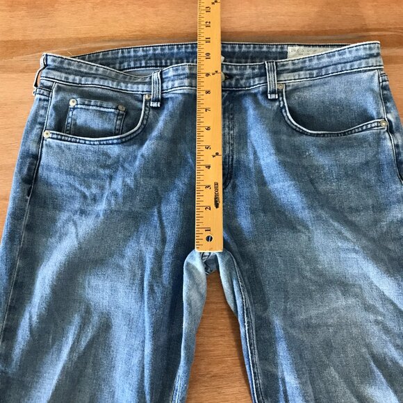 Rag Bone Dre Low Rise Slim Boyfriend Jeans Women 32 Blue Distressed Raw Hem - Picture 8 of 12